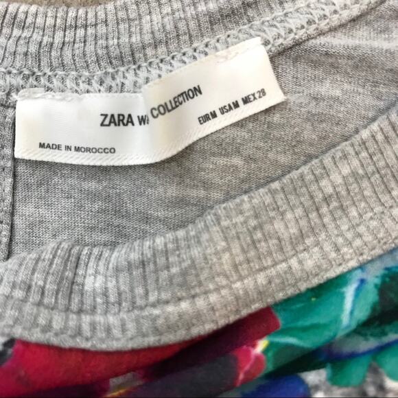 Zara Floral Keyhole Blouse Back Sleeveless Tunic Womens Sz Med Crewneck White - Picture 6 of 8